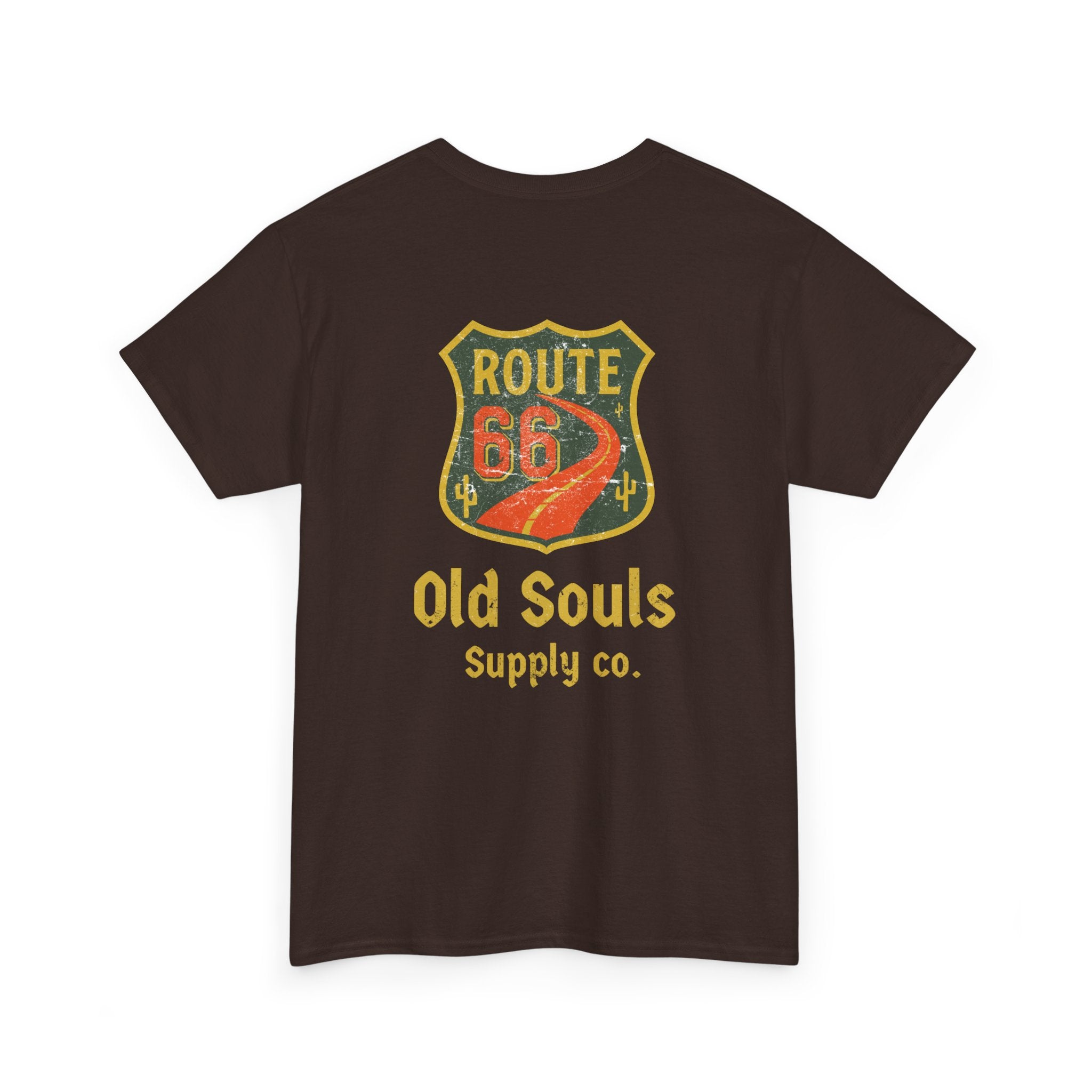 Vintage Route 66 Heavy Cotton Tee, Retro T-Shirt, Old Souls Supply Co, Classic Road Trip Shirt, Travel Gift, Unisex Graphic Tee
