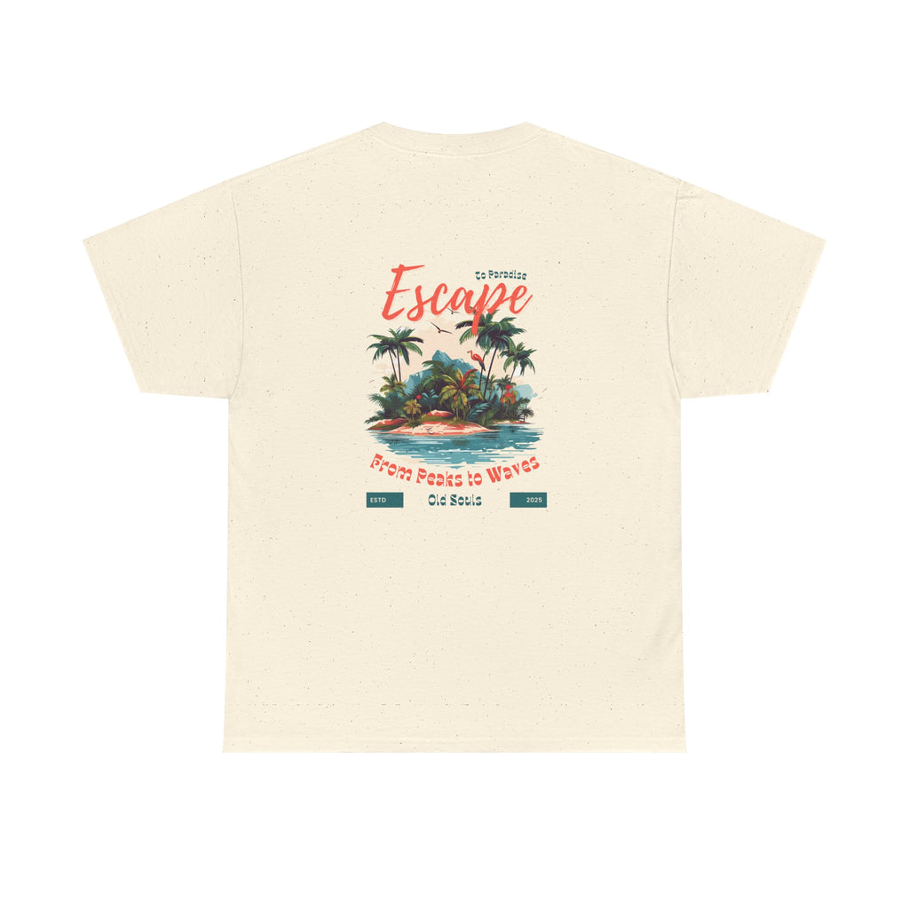 Escape to Paradise Unisex Heavy Cotton Tee, Vacation Shirt, Summer Apparel, Beach Lovers Gift, Travel Tee, Comfortable Casual Wear