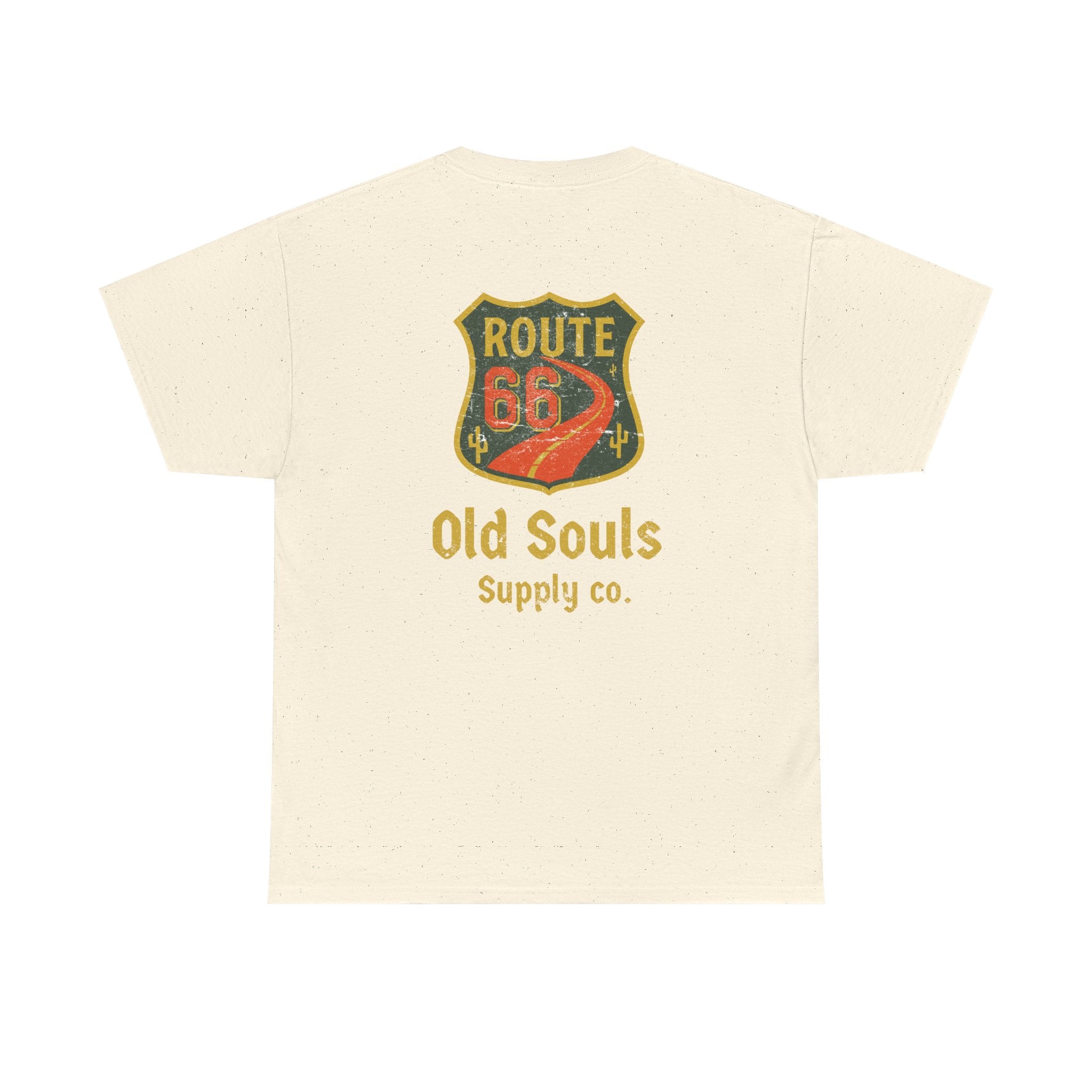Vintage Route 66 Heavy Cotton Tee, Retro T-Shirt, Old Souls Supply Co, Classic Road Trip Shirt, Travel Gift, Unisex Graphic Tee