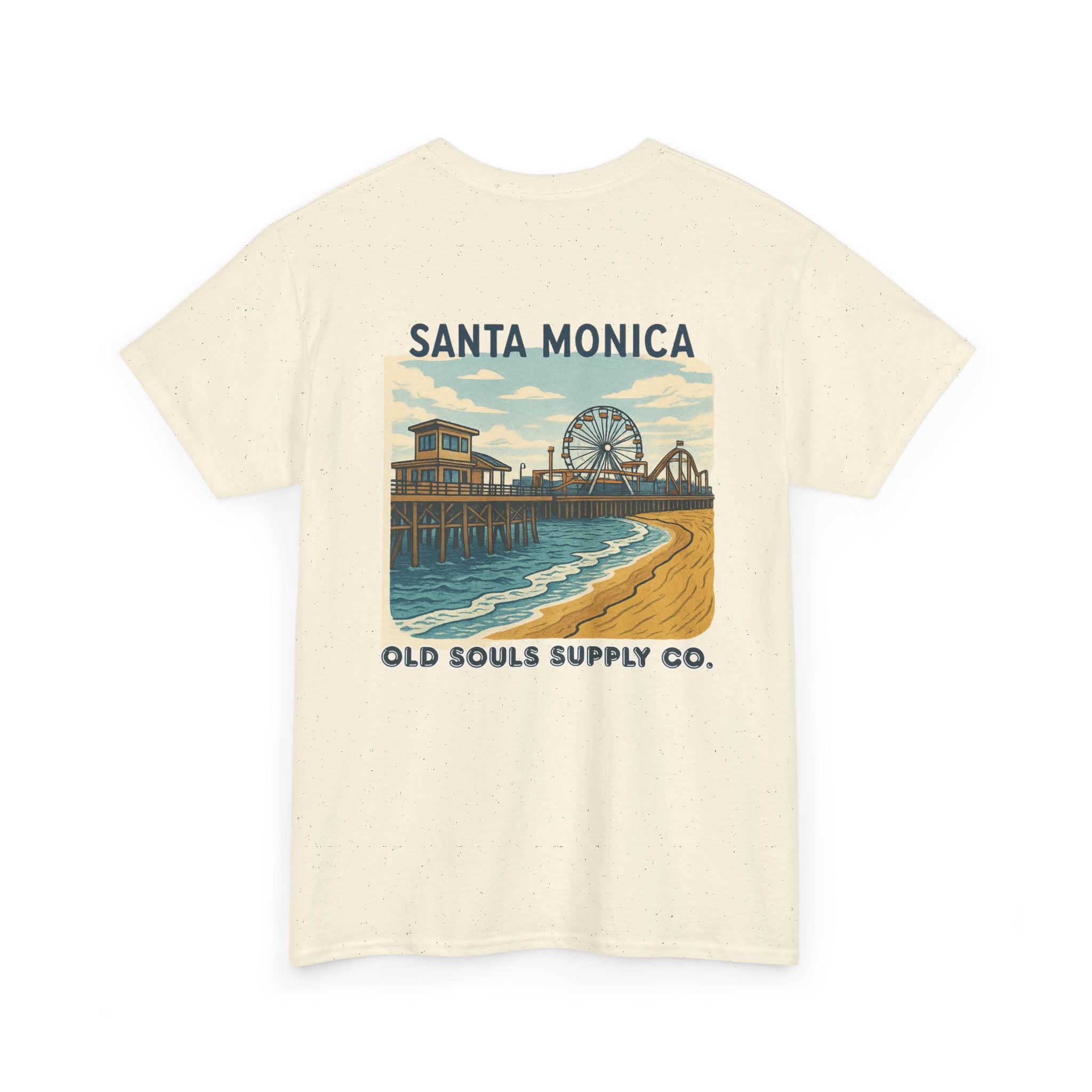 Santa Monica Vintage Tee, Unisex Heavy Cotton Shirt, Beach Vibe Apparel, Summer Gift, Casual Everyday Wear