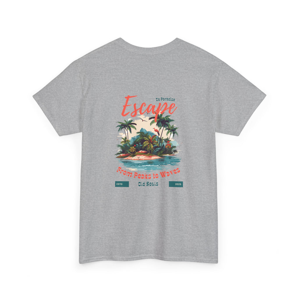 Escape to Paradise Unisex Heavy Cotton Tee, Vacation Shirt, Summer Apparel, Beach Lovers Gift, Travel Tee, Comfortable Casual Wear