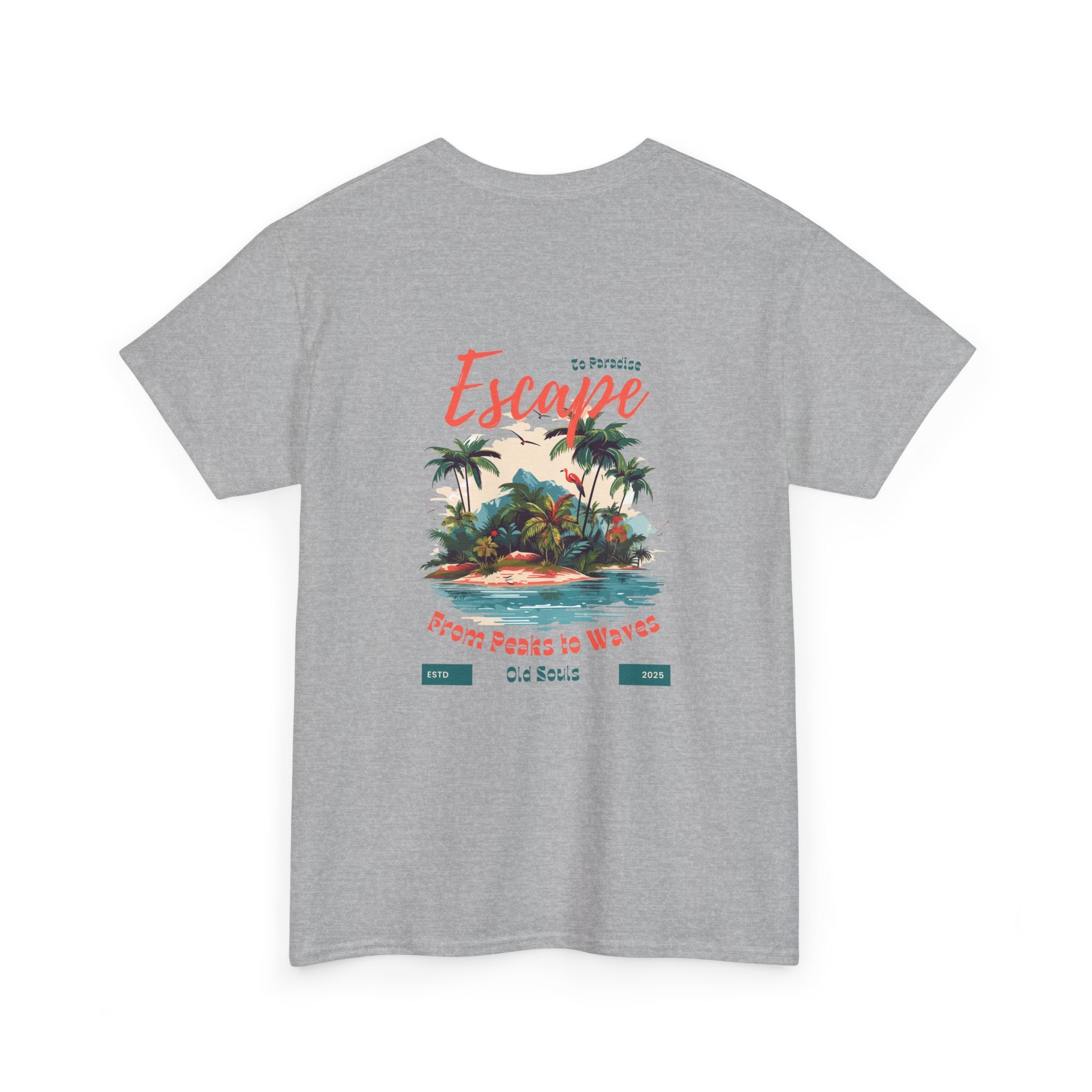 Escape to Paradise Unisex Heavy Cotton Tee, Vacation Shirt, Summer Apparel, Beach Lovers Gift, Travel Tee, Comfortable Casual Wear