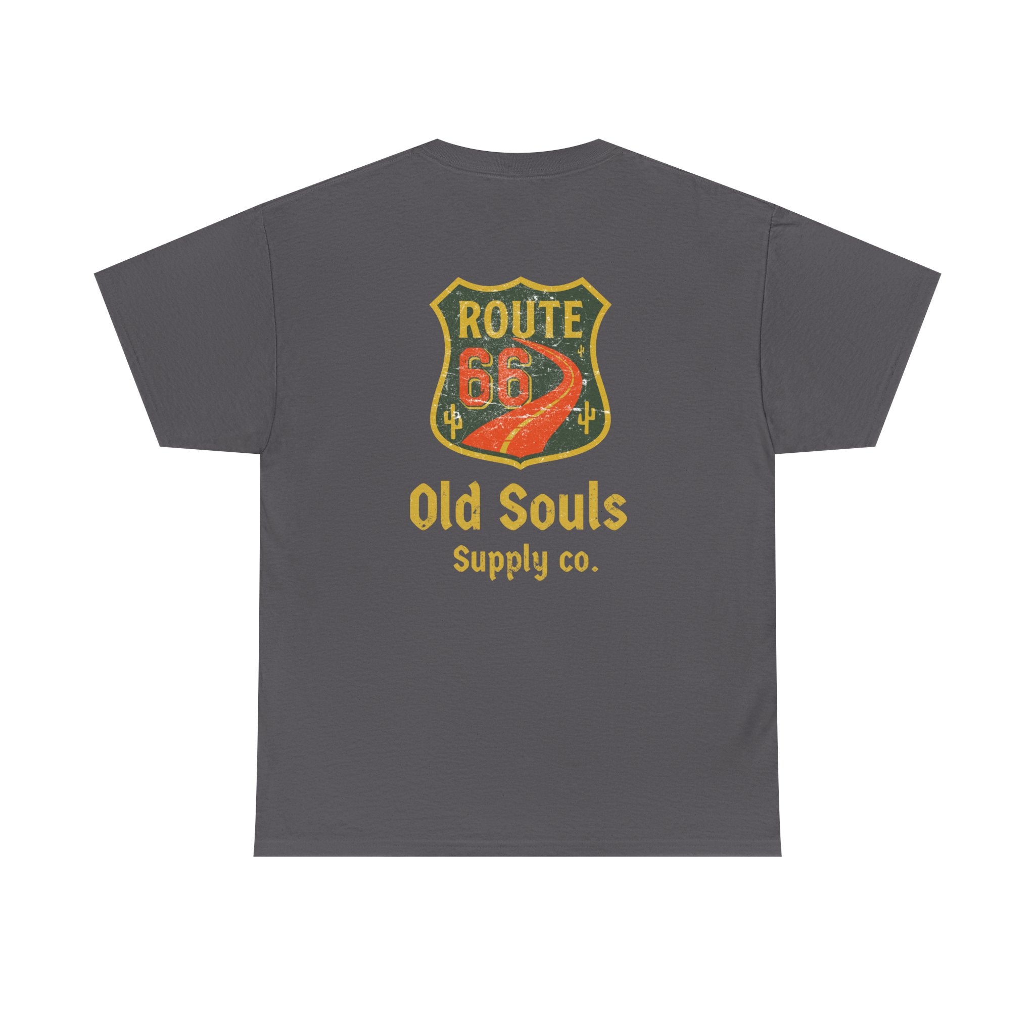 Vintage Route 66 Heavy Cotton Tee, Retro T-Shirt, Old Souls Supply Co, Classic Road Trip Shirt, Travel Gift, Unisex Graphic Tee
