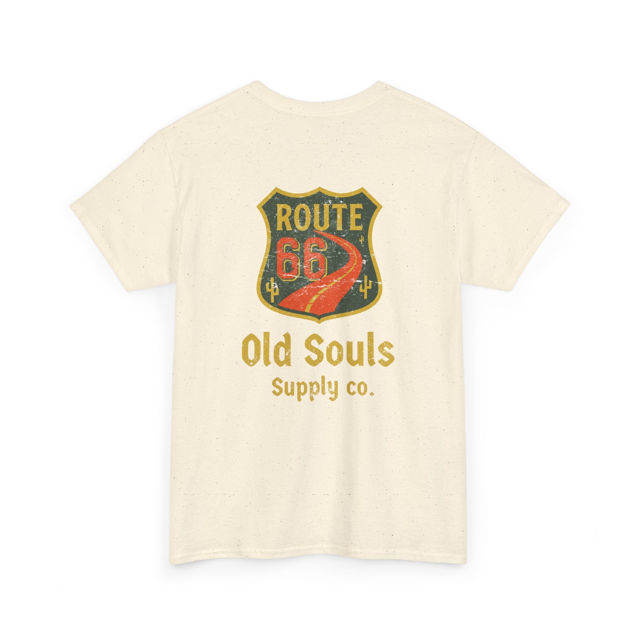 Vintage Route 66 Heavy Cotton Tee, Retro T-Shirt, Old Souls Supply Co, Classic Road Trip Shirt, Travel Gift, Unisex Graphic Tee