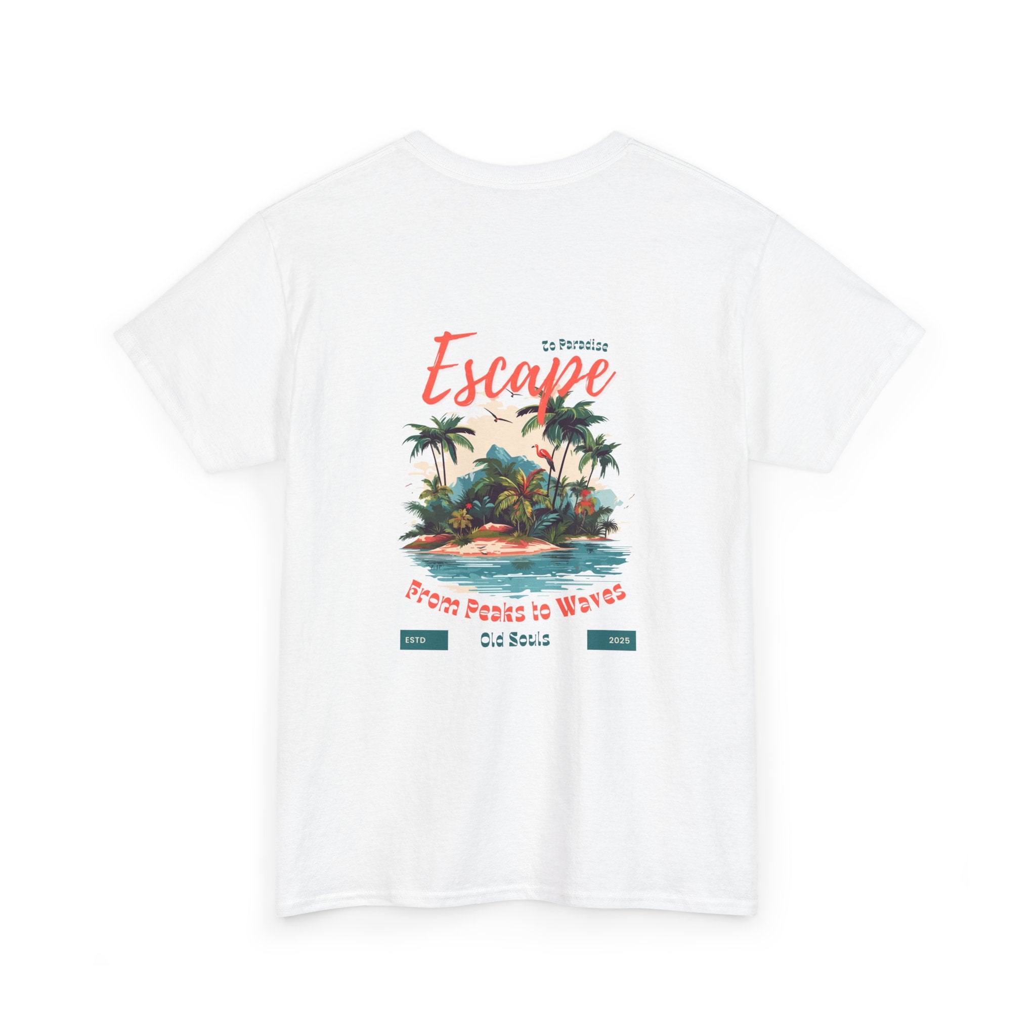 Escape to Paradise Unisex Heavy Cotton Tee, Vacation Shirt, Summer Apparel, Beach Lovers Gift, Travel Tee, Comfortable Casual Wear