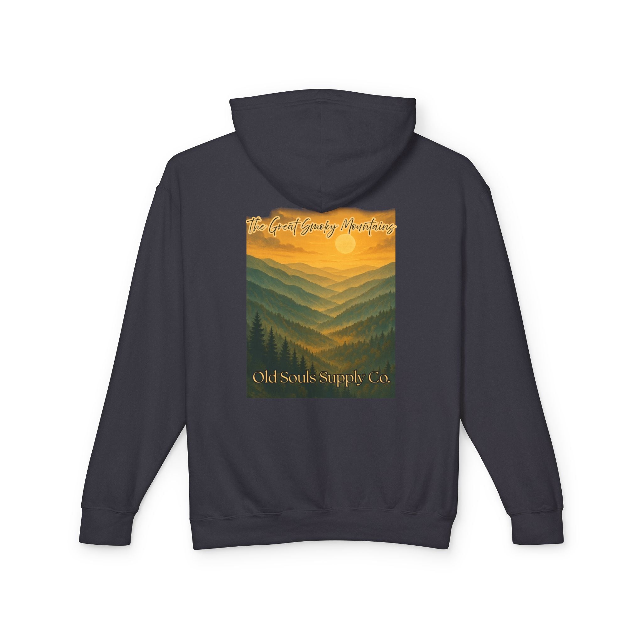 Old Souls Supply Co. Mountain Hoodie — Retro Sunset Outdoor Sweatshirt