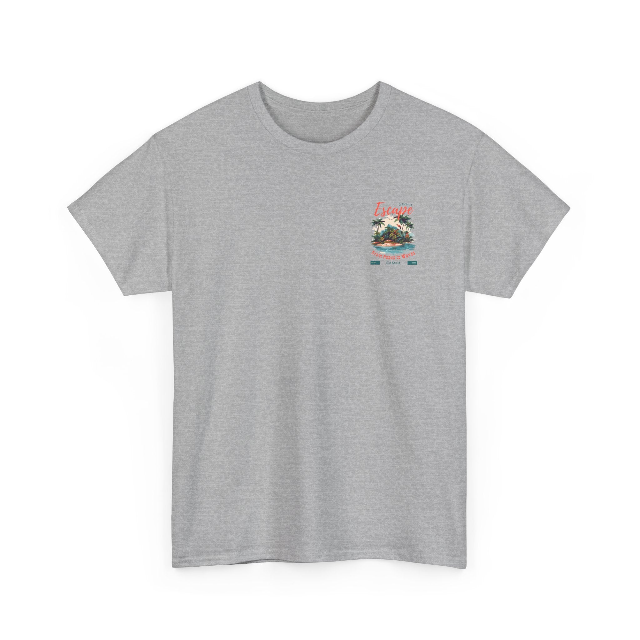 Escape to Paradise Unisex Heavy Cotton Tee, Vacation Shirt, Summer Apparel, Beach Lovers Gift, Travel Tee, Comfortable Casual Wear
