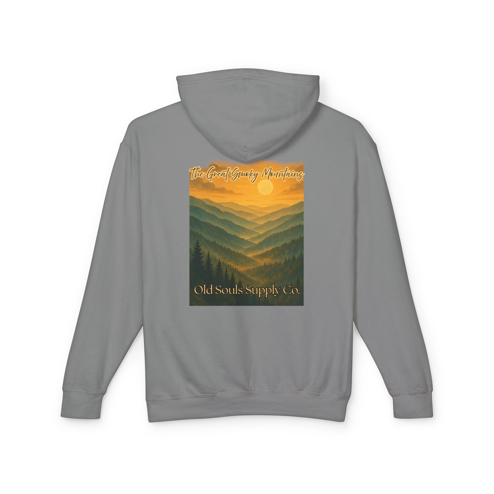 Old Souls Supply Co. Mountain Hoodie — Retro Sunset Outdoor Sweatshirt