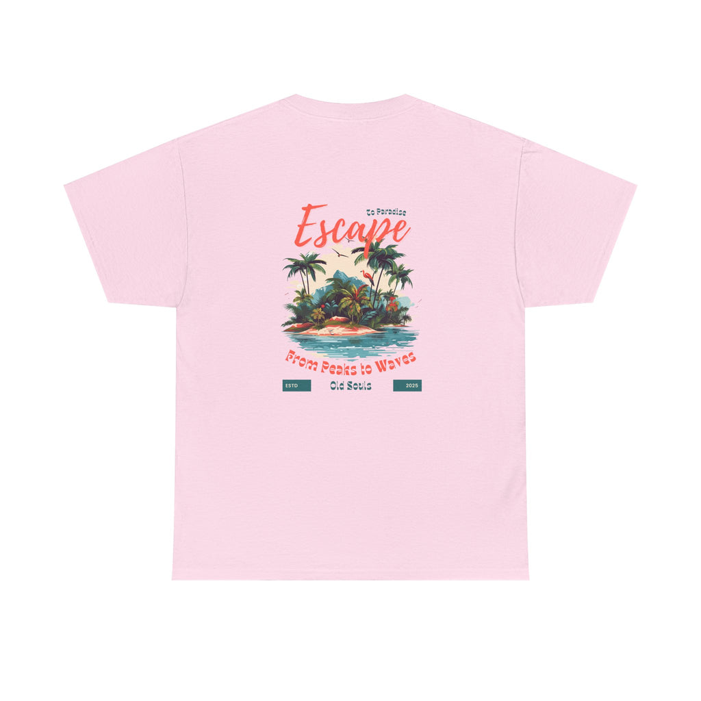 Escape to Paradise Unisex Heavy Cotton Tee, Vacation Shirt, Summer Apparel, Beach Lovers Gift, Travel Tee, Comfortable Casual Wear