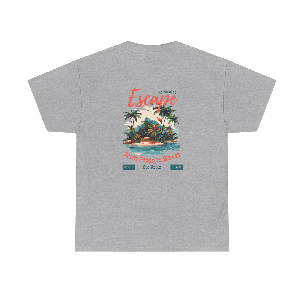 Escape to Paradise Unisex Heavy Cotton Tee, Vacation Shirt, Summer Apparel, Beach Lovers Gift, Travel Tee, Comfortable Casual Wear
