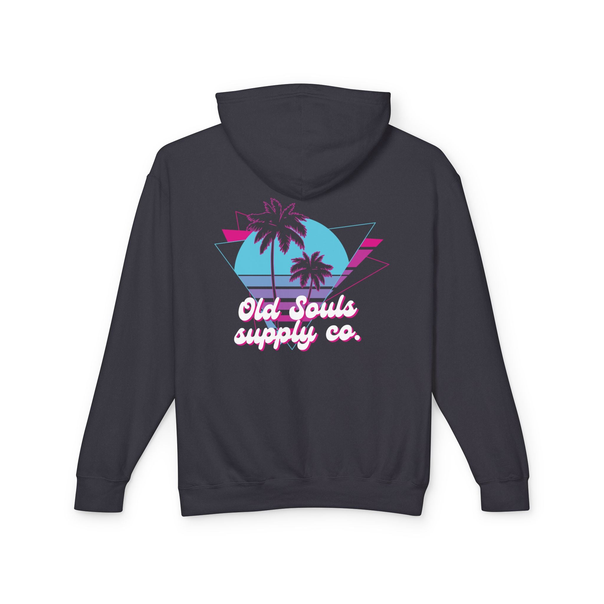 Old Souls Supply Co. Retro Palm Hoodie — Lightweight Vaporwave Beach Sweatshirt