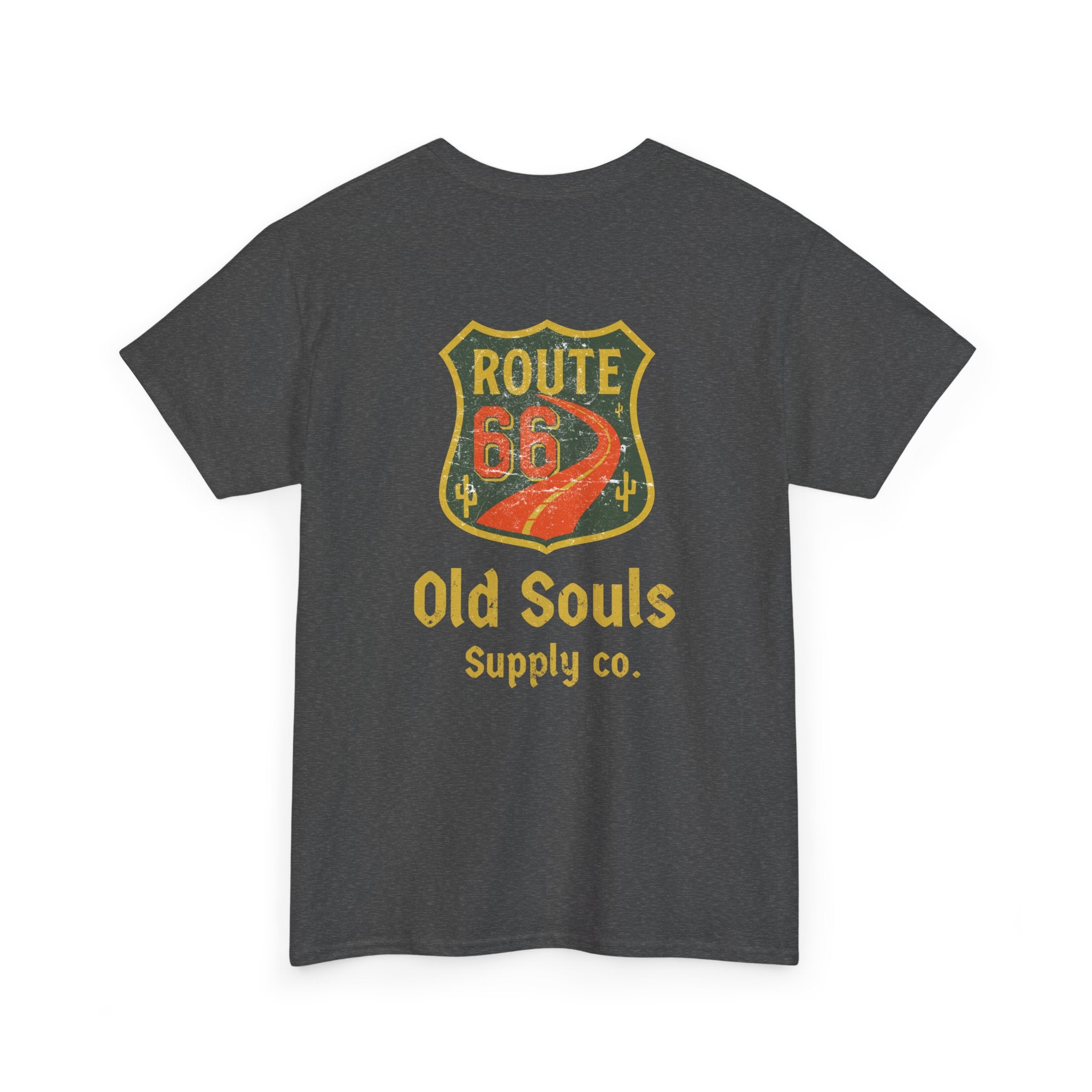 Vintage Route 66 Heavy Cotton Tee, Retro T-Shirt, Old Souls Supply Co, Classic Road Trip Shirt, Travel Gift, Unisex Graphic Tee