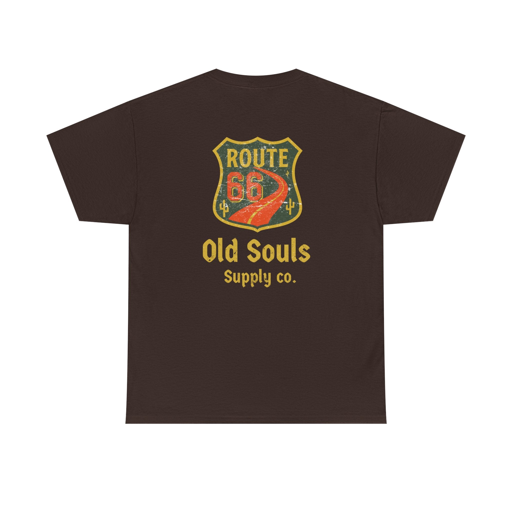 Vintage Route 66 Heavy Cotton Tee, Retro T-Shirt, Old Souls Supply Co, Classic Road Trip Shirt, Travel Gift, Unisex Graphic Tee
