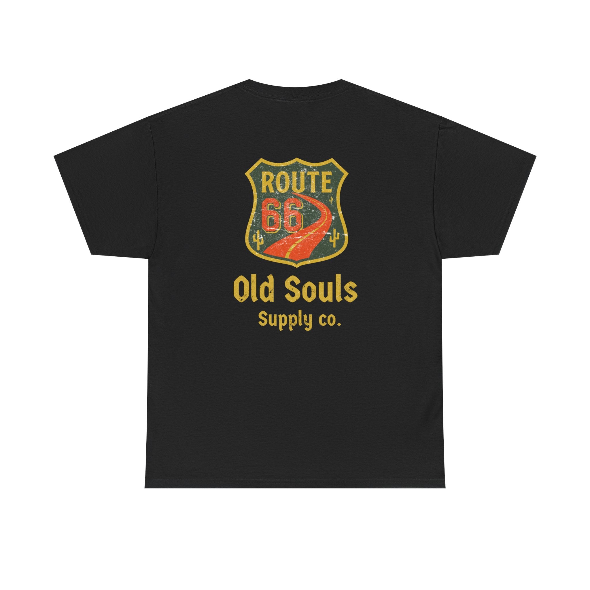 Vintage Route 66 Heavy Cotton Tee, Retro T-Shirt, Old Souls Supply Co, Classic Road Trip Shirt, Travel Gift, Unisex Graphic Tee