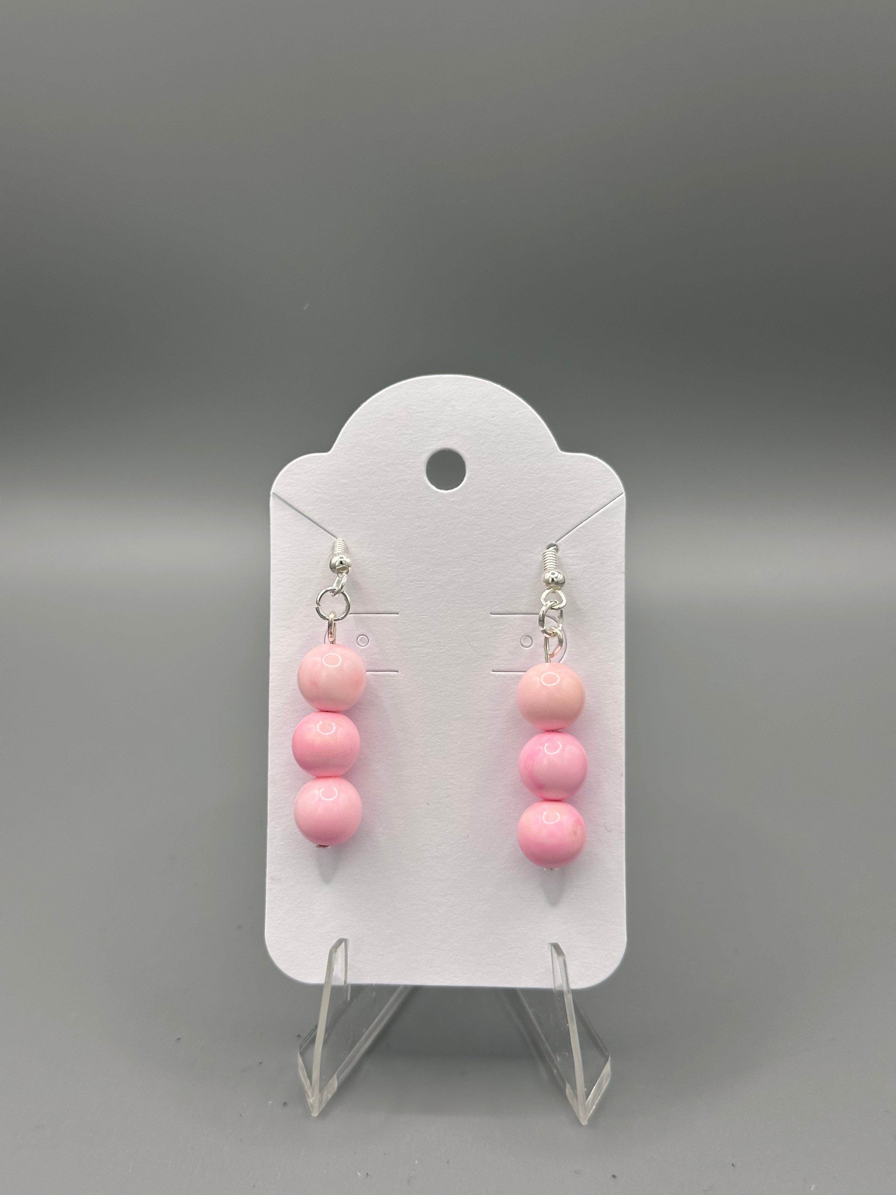 Pink Conch Turquoise Silver-Plated Hand Beaded Earrings