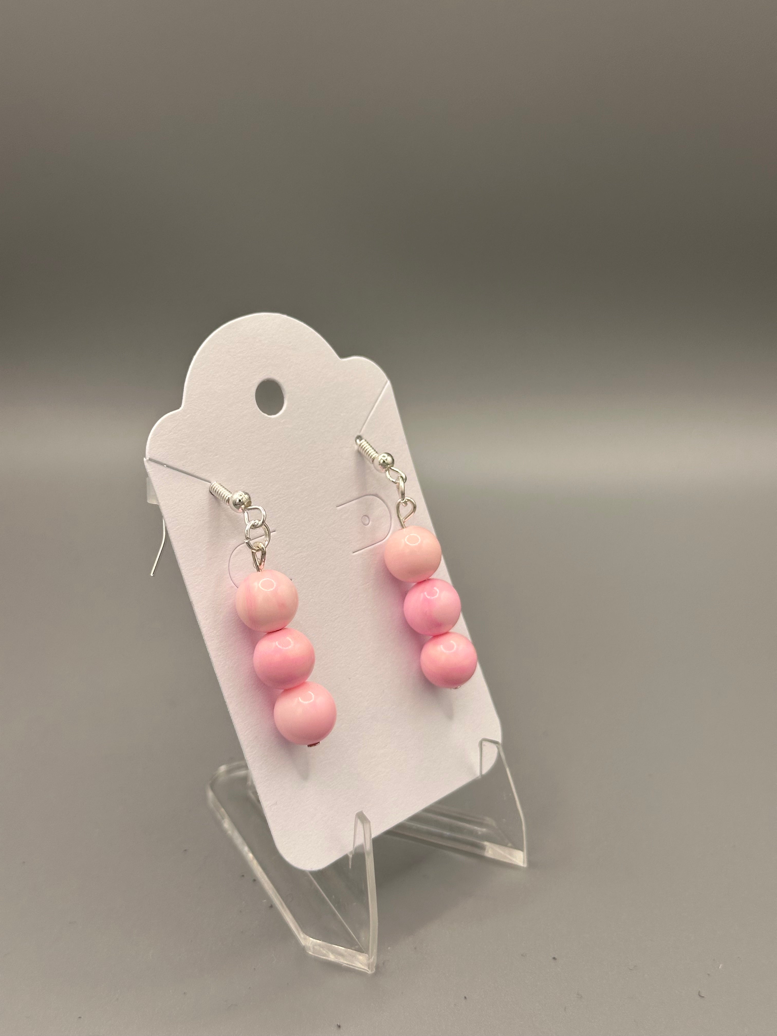 Pink Conch Turquoise Silver-Plated Hand Beaded Earrings