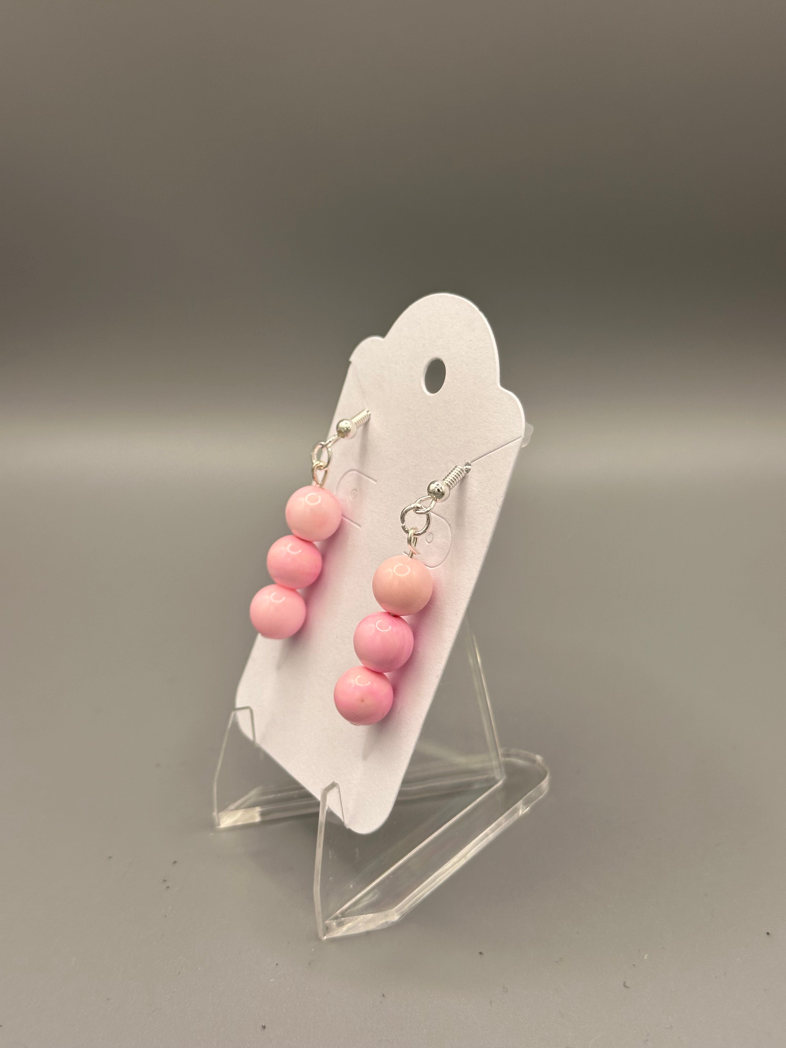Pink Conch Turquoise Silver-Plated Hand Beaded Earrings