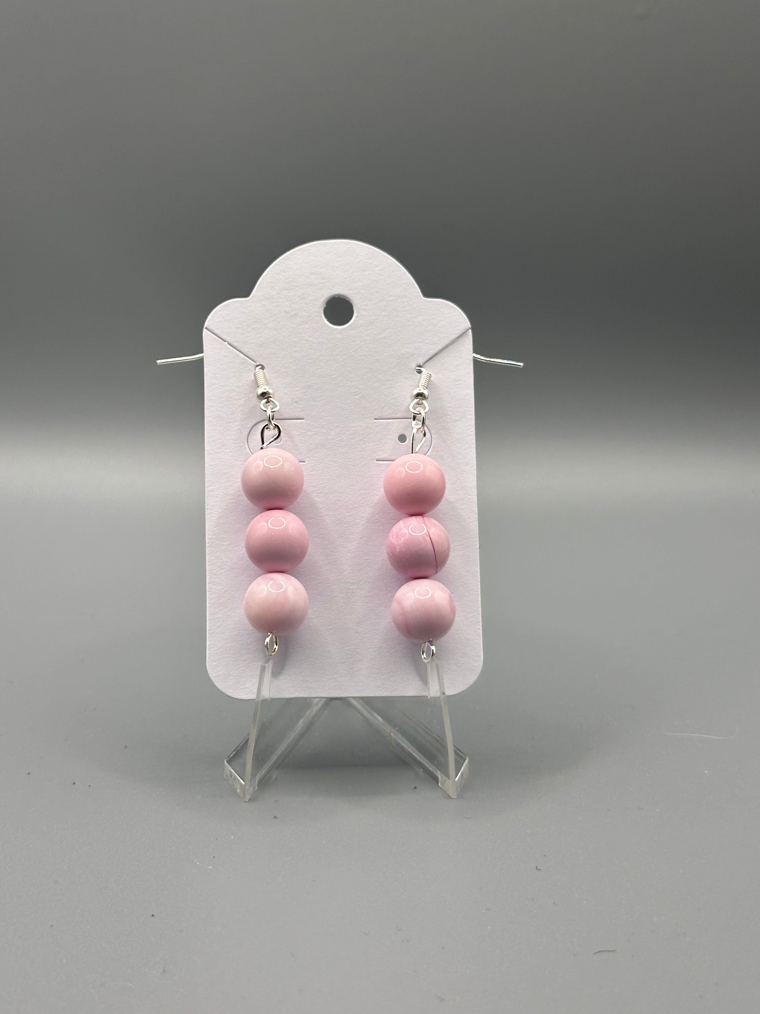 Pink Conch Turquoise Silver-Plated Hand Beaded Earrings