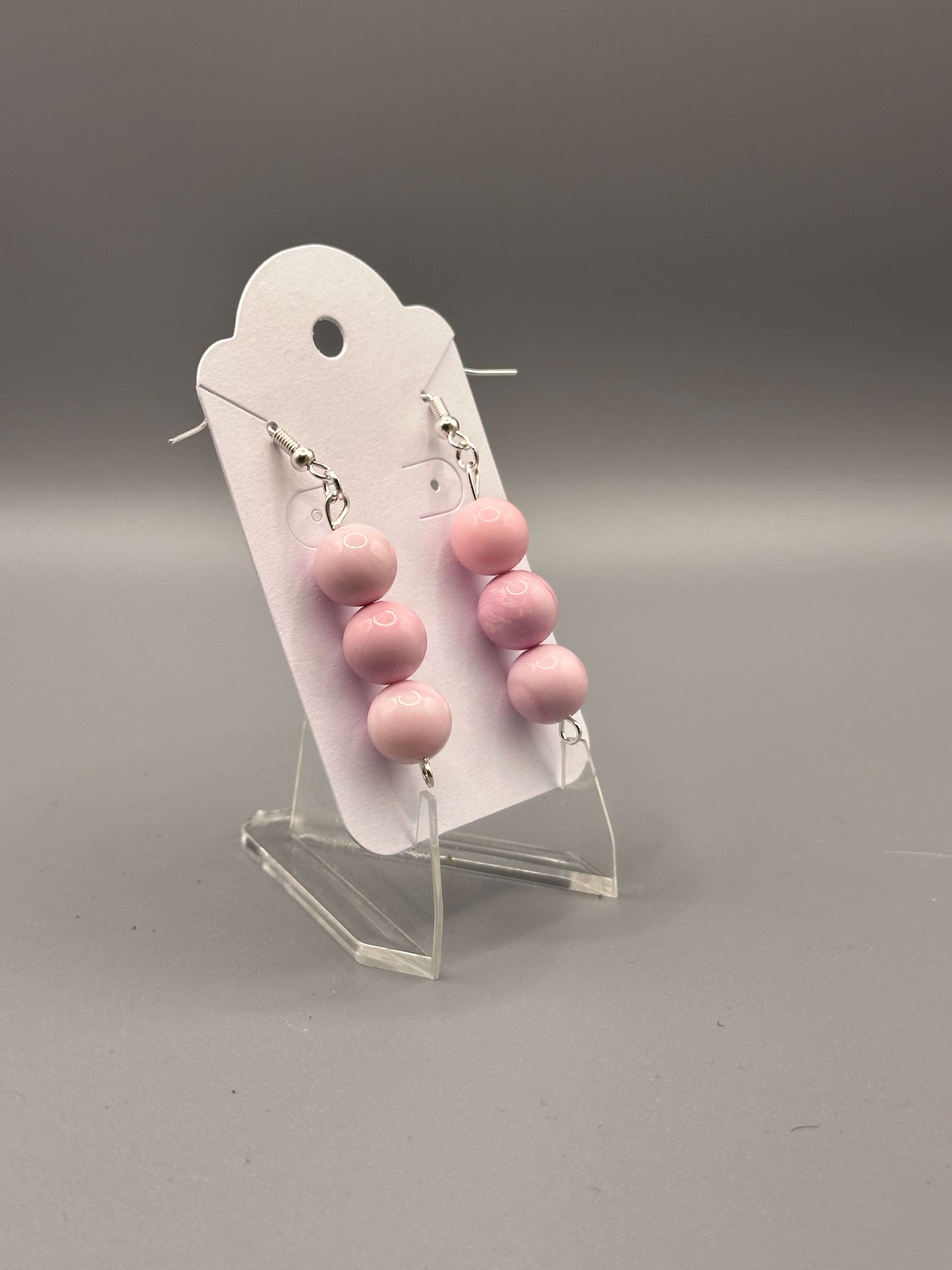 Pink Conch Turquoise Silver-Plated Hand Beaded Earrings