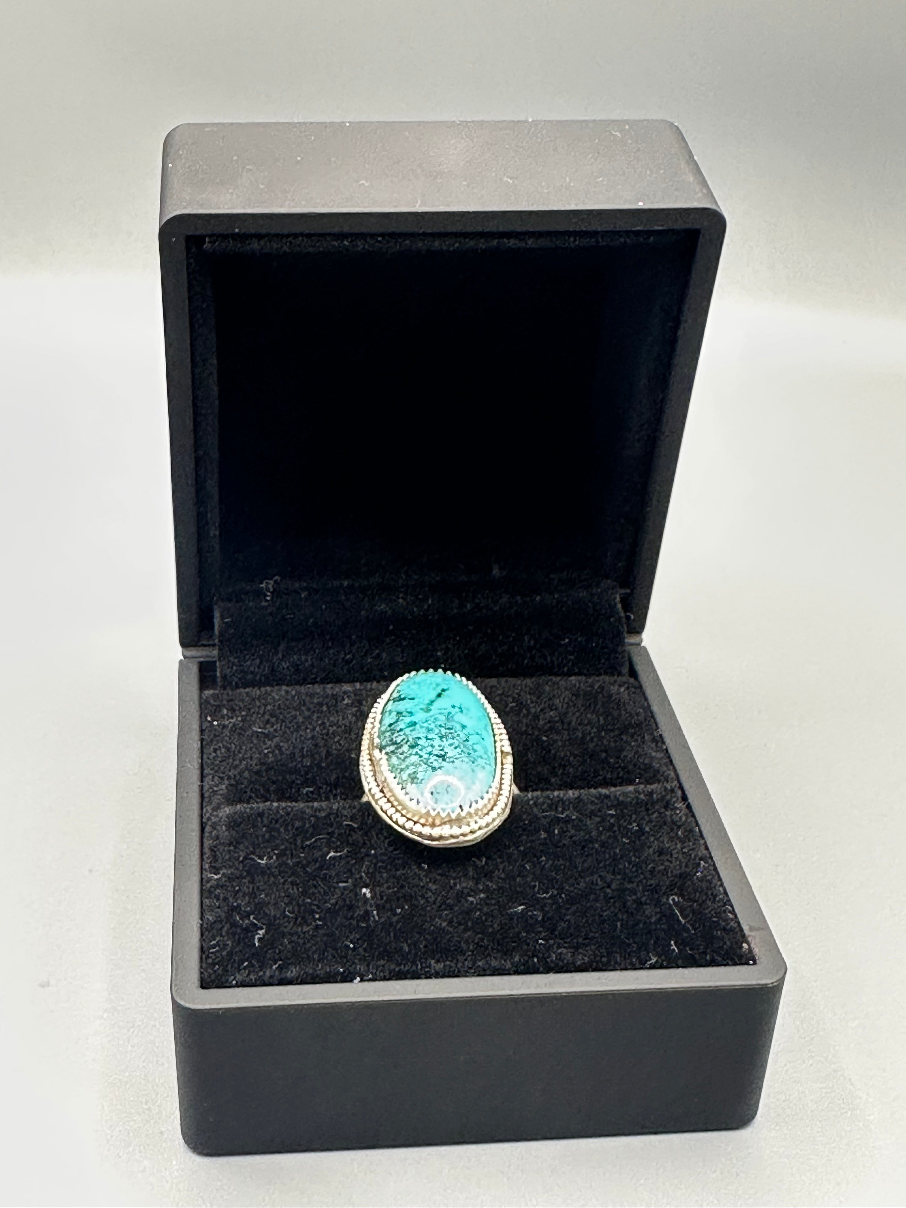 Genuine Tibetan Turquoise Silver-Plated Ring