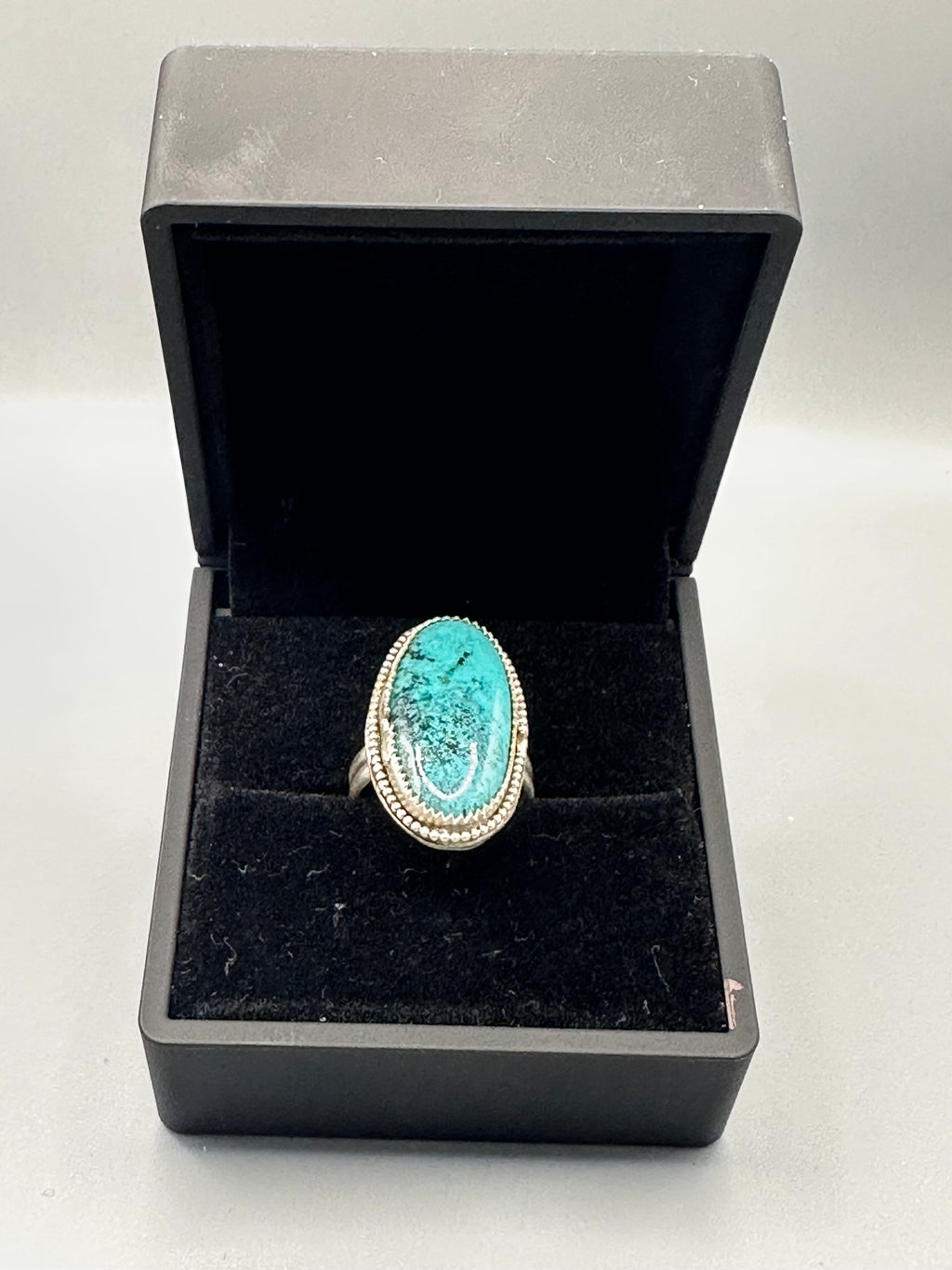 Genuine Tibetan Turquoise Silver-Plated Ring