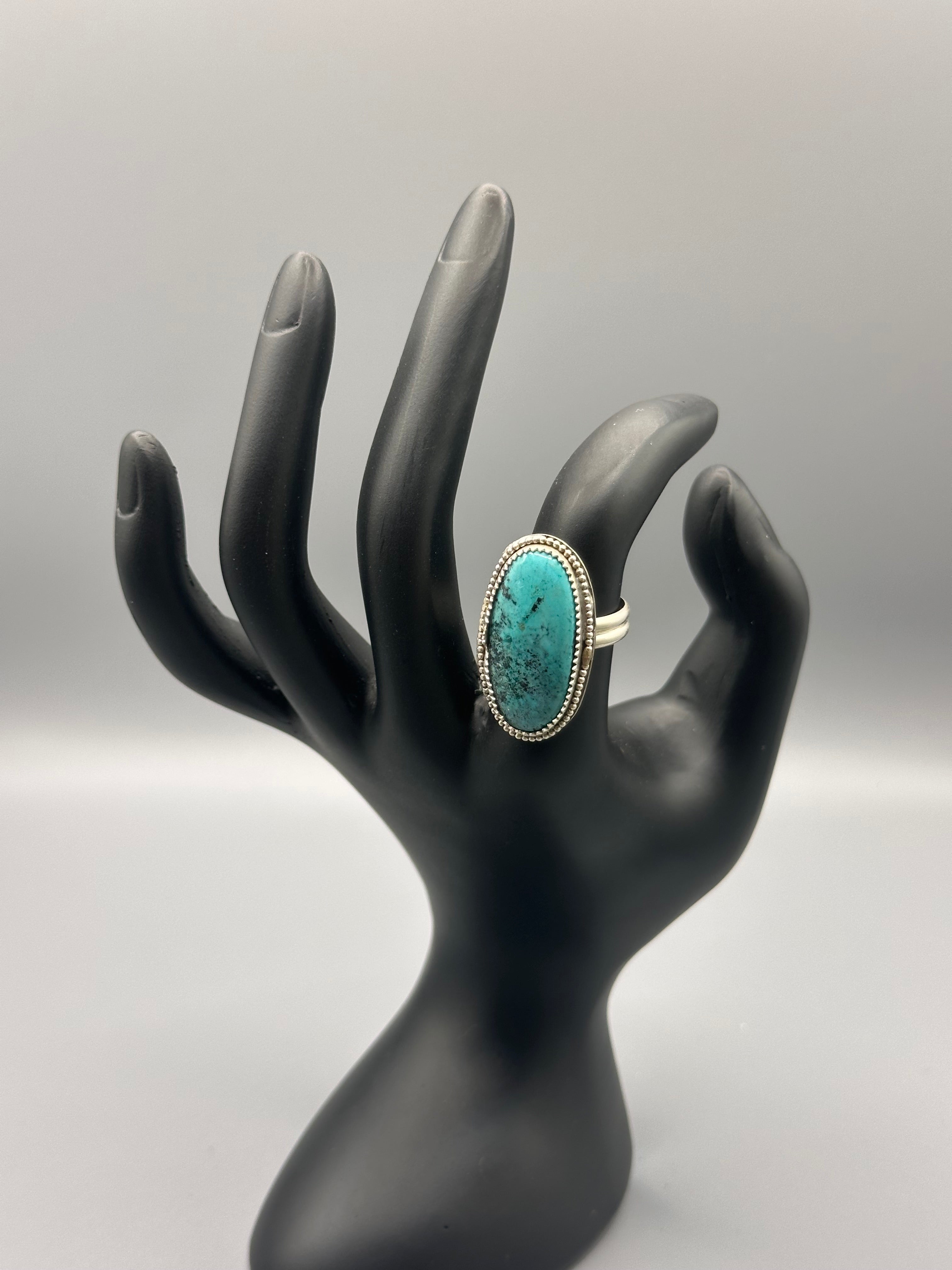 Genuine Tibetan Turquoise Silver-Plated Ring