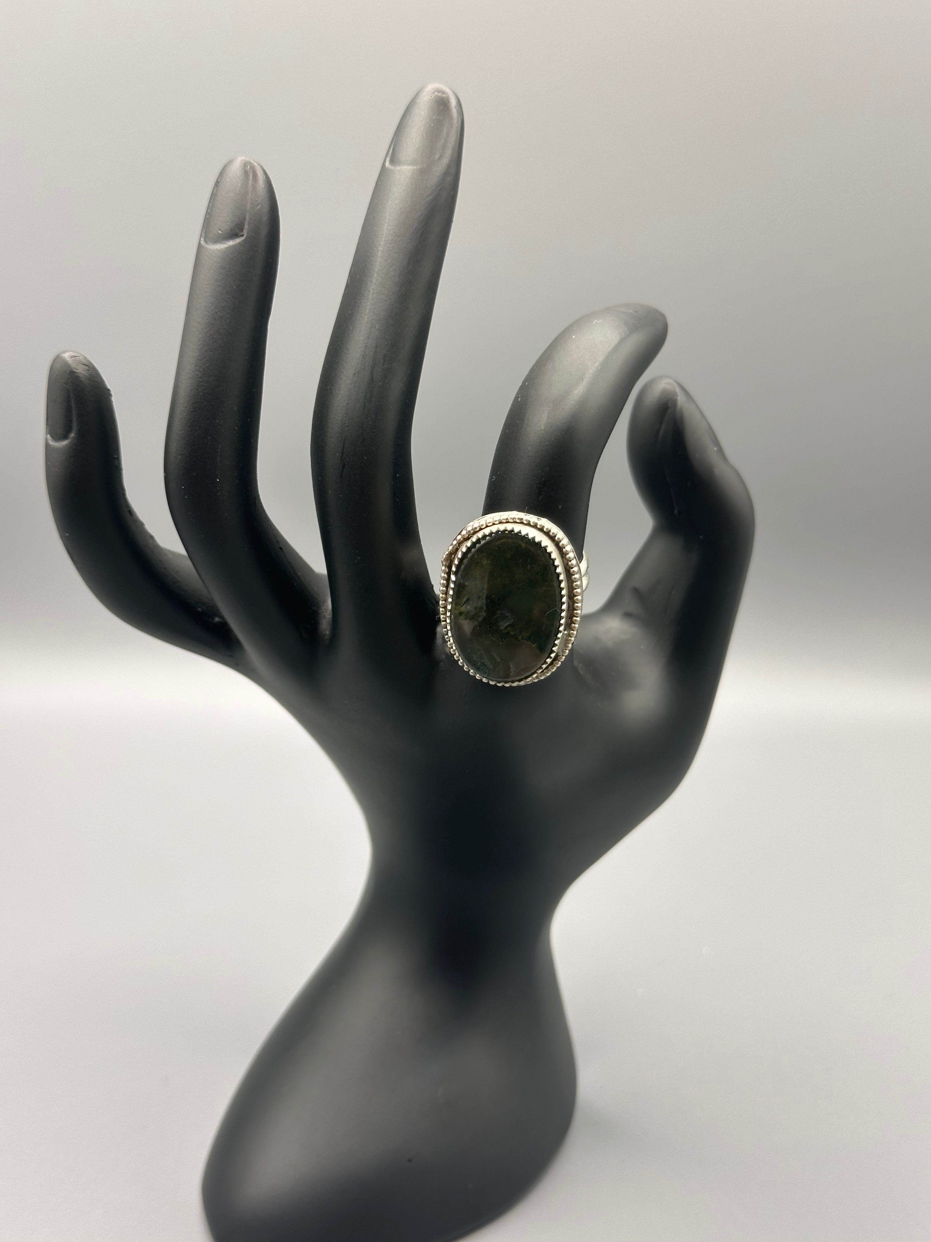 Moss Agate Sterling Silver Authentic Ring