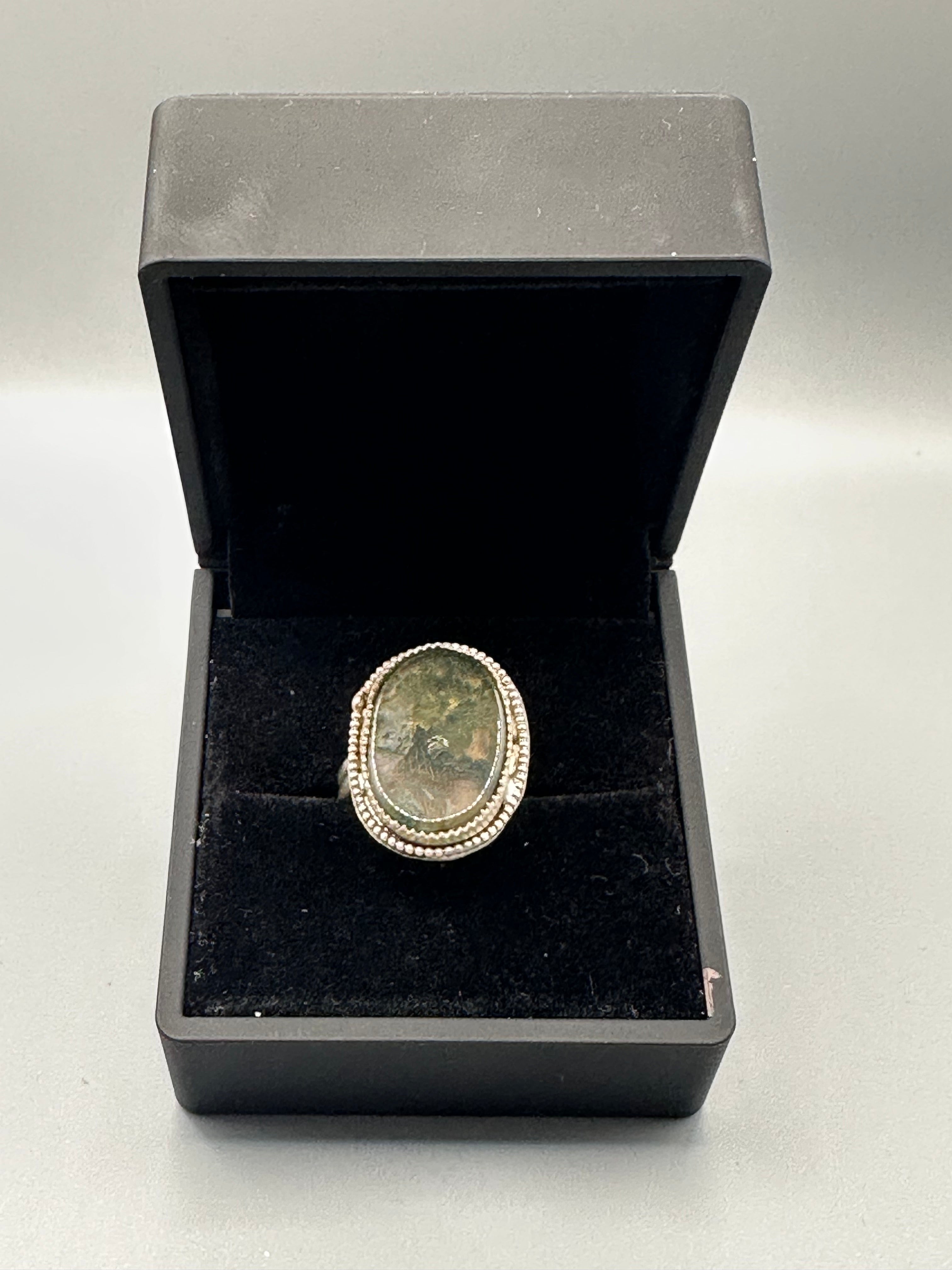 Moss Agate Sterling Silver Authentic Ring