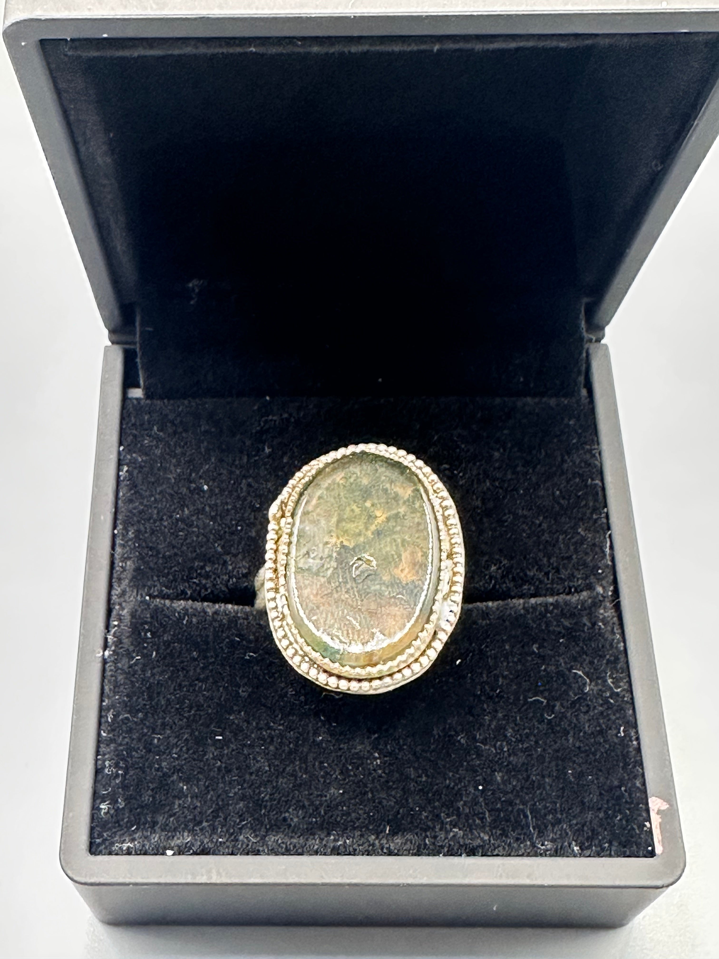 Moss Agate Sterling Silver Authentic Ring
