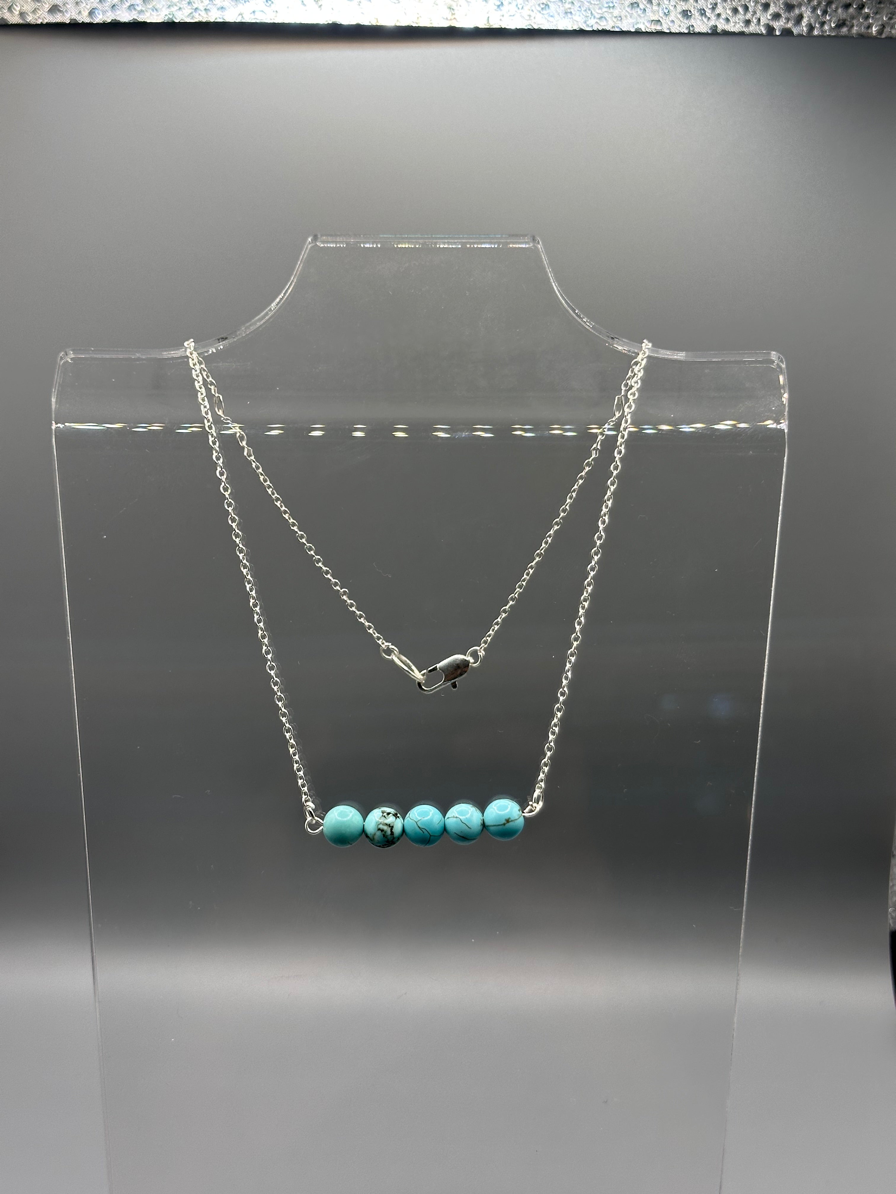 Genuine Turquoise Silver-Plated Hand Beaded Necklace