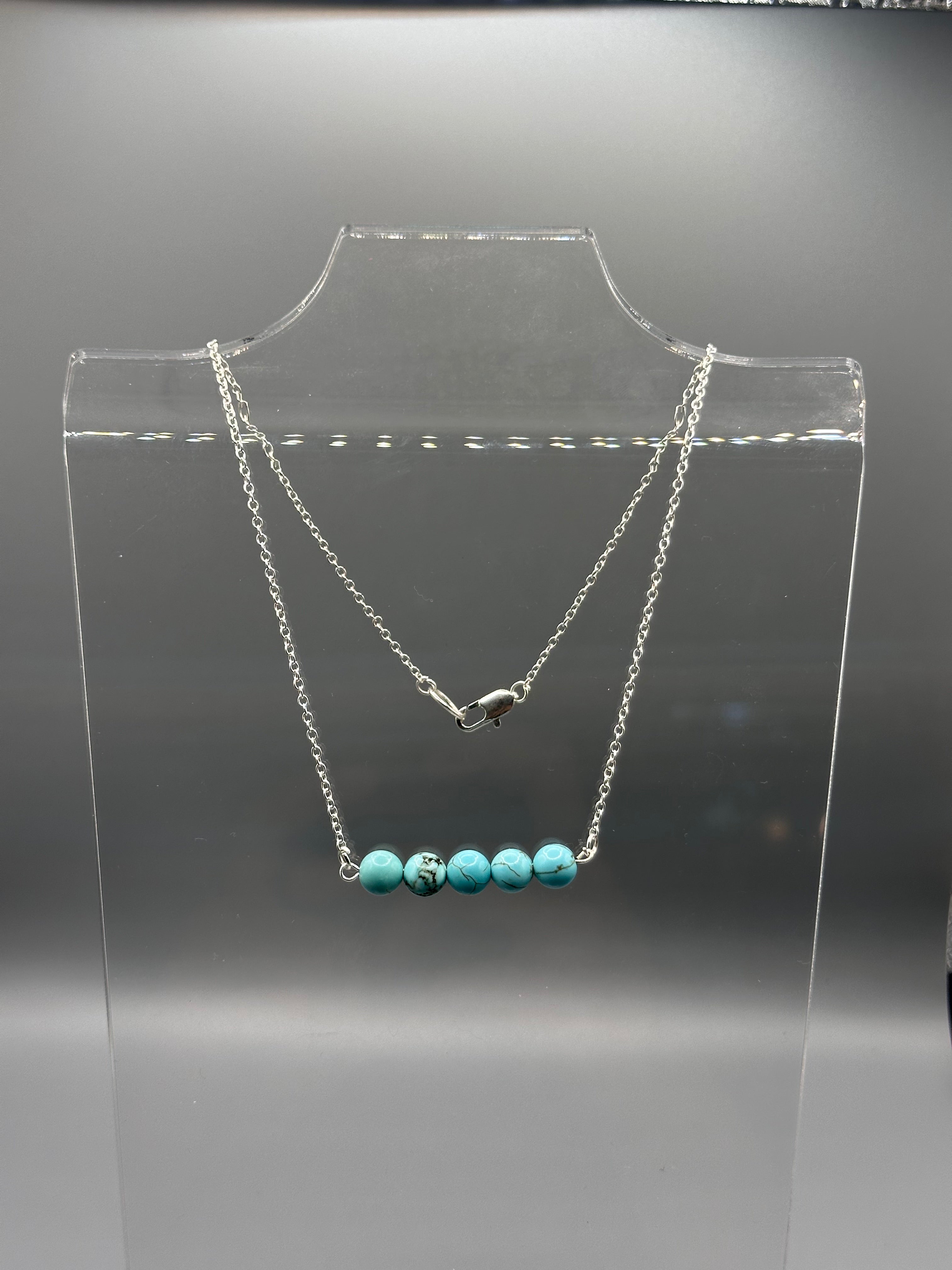 Genuine Turquoise Silver-Plated Hand Beaded Necklace